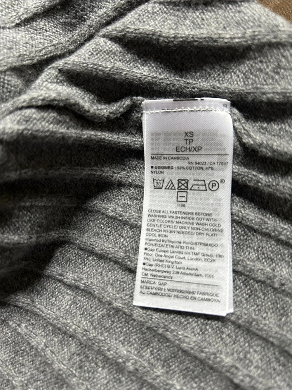 GAP Ribbed Knit Polo Midi Dress Girl Charcoal Gray